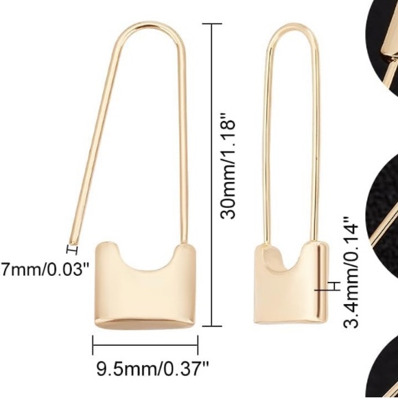 🧷✨NWT✨ 🧷14K Gold Safety Pin Earrings ✨🧷 - Picture 3 of 5